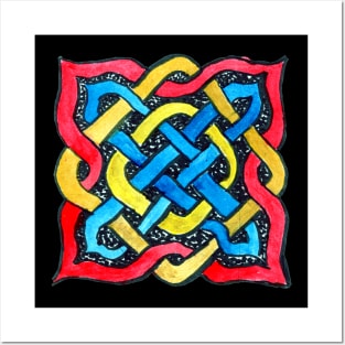 Square Knotwork in Primary Colors Posters and Art